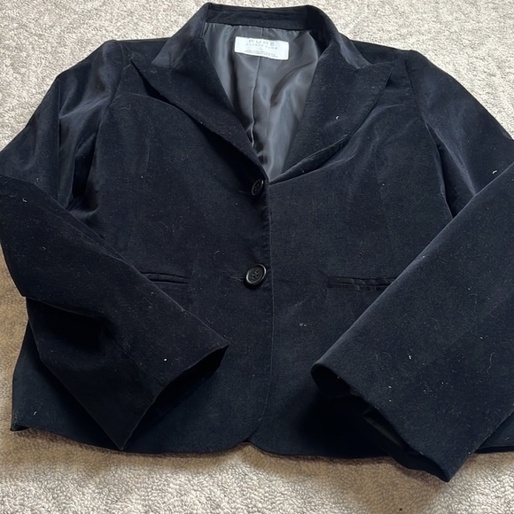 Woman's Velvet Blazer Alfred Sung Pure Black Large - Picture 2 of 4